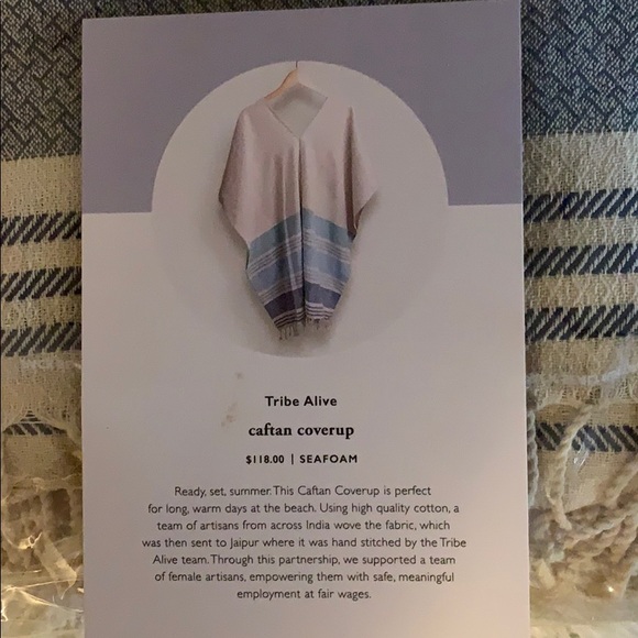 NWT Tribe Alive Caftan coverup seafoam - Picture 10 of 12